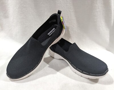 Skechers GO Walk 6 Clear Virtue Black/Wht Women's Slip-On Shoes-Sz 7.5 WIDE FIT