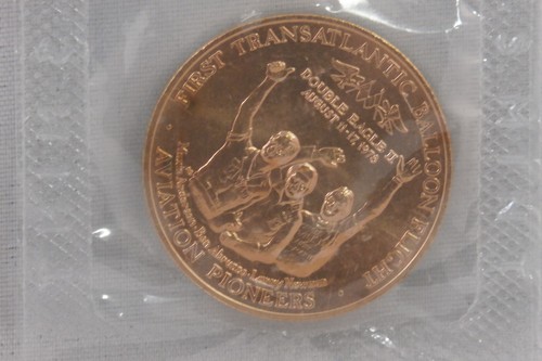 1981 Transatlantic Balloonists Commemorative Bronze Medal 1 1/2", #665 - Picture 2 of 2