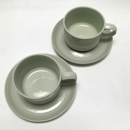 Juego de 2 juegos de platillos de taza Designers Collection Oyster White Black Band Japón - Imagen 3 de 6