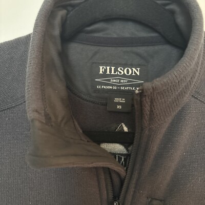Filson Ridgeway Fleece Sweater Vest Black Polartec Zip Up Lightweight Size XS