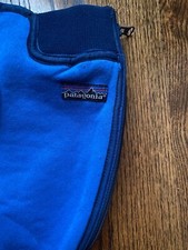 VTG 90s Patagonia Fleece FULL ZIP Sweatpant Lounge Pant Blue Hiking M 31" waist