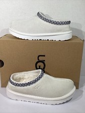 UGG Youth Size 1 EU 32.5 White Suede Tasman II Lined Slippers House Shoes AJ-523