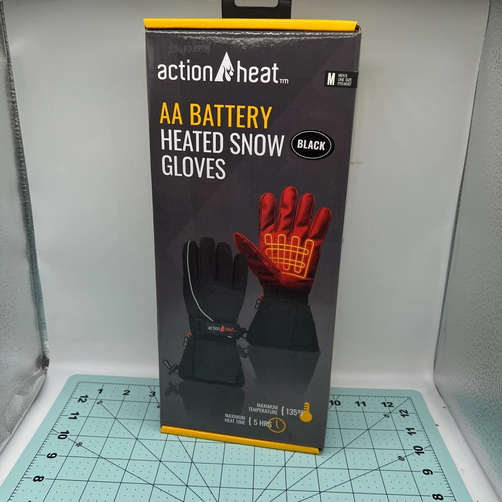 NEW Action Heat AA Battery Heated Snow Gloves MEN'S AH-GV-AA-01-M