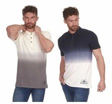 Men's Embargo Dip Dye Colour Fade Poloshirts Short Sleeve Grey Navy S M L XL 2XL