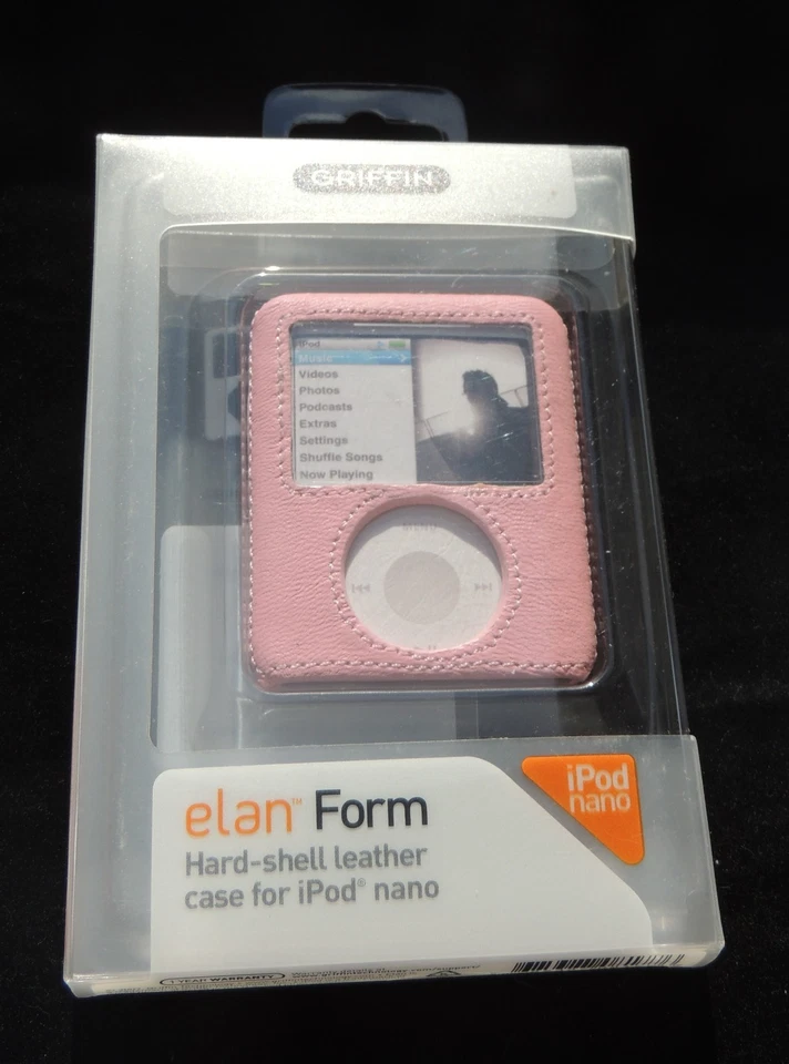 Griffin Elan Form PINK Hard Shell Leather Case Cover for Ipod Nano 3rd 3G NEW