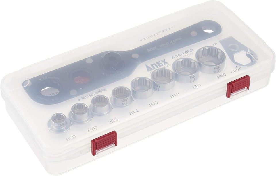 ANEX AOA-19S2 Offset Adapter Socket Set S2 Tool for Narrow Space Japan ...