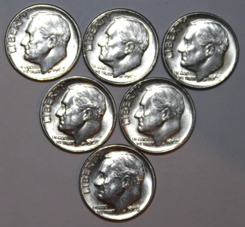 (6) 1963-D Roosevelt Dimes - AU - #9673D