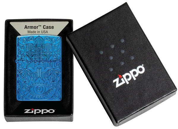 Zippo 46752, Deep Carved Armor Lighter, Hamsa Design, High Polish