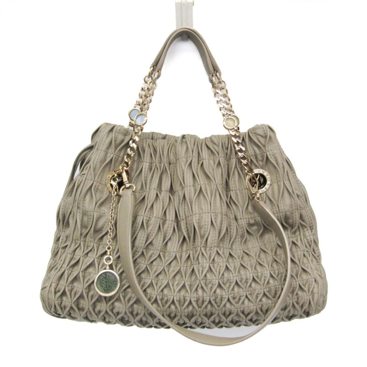 Bvlgari Monete Women's Leather Shoulder Bag,Tote Bag Gray BF591281