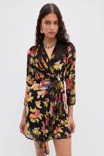 RIXO Kensley Silk-Velvet Mini Dress