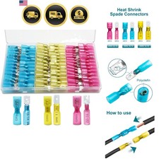 150 PCS Spade Connectors, Heat Shrink Spade Terminals 22-10 AWG, Wire Connect...