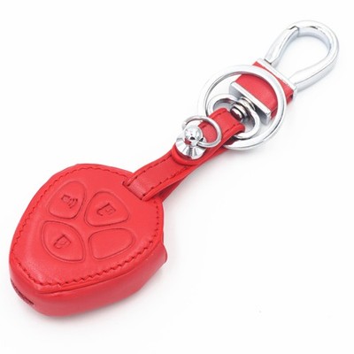 Red Leather For Toyota Scion Camry Corolla Matrix 3 Buttons Key Chain Cover Fob