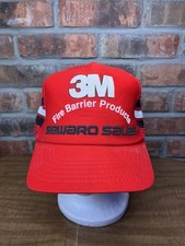 Vintage 3 Stripe 3M Fire Barrier Products Seward Sales USA Made Snapback Red Hat