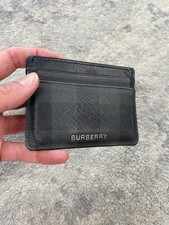 Burberry Sandon Check Leather Card Holder Case Charcoal