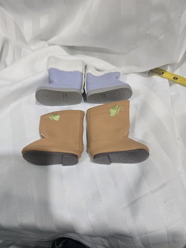 American Girl Tall Tan Boots Green Embroidered Butterfly Truly Me LOT OF 2