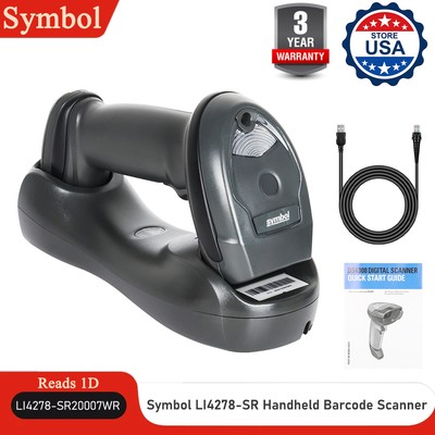 Symbol LI4278-SR20007WR Wireless Bluetooth 1D Barcode Scanner Reader w Cradle