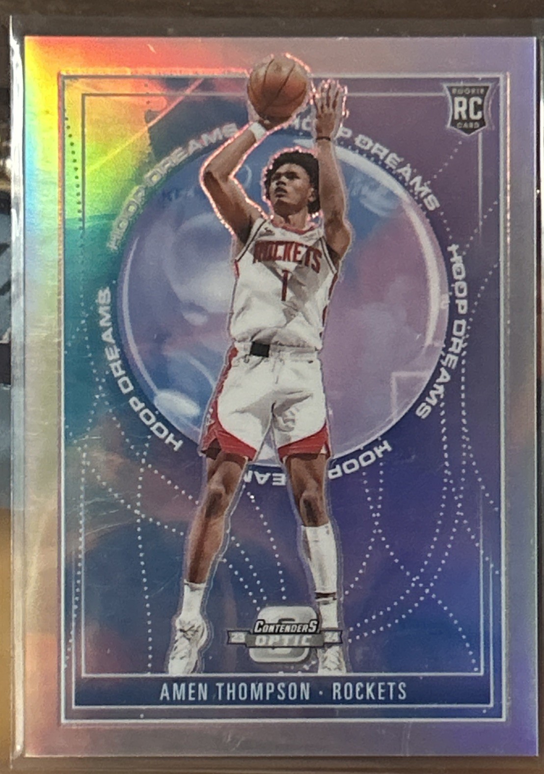 Houston Rockets AMEN THOMPSON 2023-24 CONTENDERS OPTIC HOOP DREAMS Refractor RC
