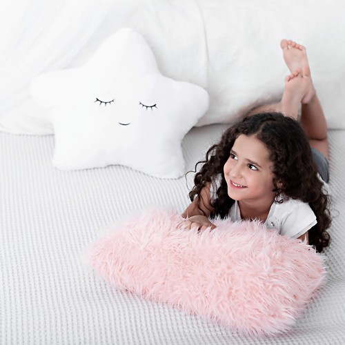 Set of 2 Decorative Pillows, Toddler Room. Star Fluffy White Embroidered and ... - Picture 4 of 8