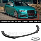 For Audi A3 S-Line S3 8P 08-13 V Style Gloss Black Front Bumper Lip Splitter Kit