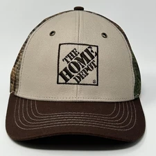 The Home Depot Trucker Hat Baseball Cap Hunting Camouflage Mesh Snapback Brown
