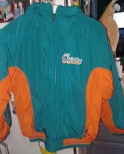 Vintage Miami Dolphins Coat Hooded Reebok NFL On Field Team Apparel Kids 10-12 M