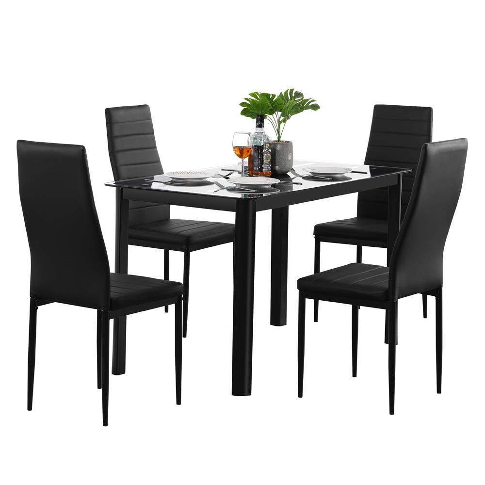 Popular Different Style 5 Piece Dining Table Settables Glass Metal Furniture US 2
