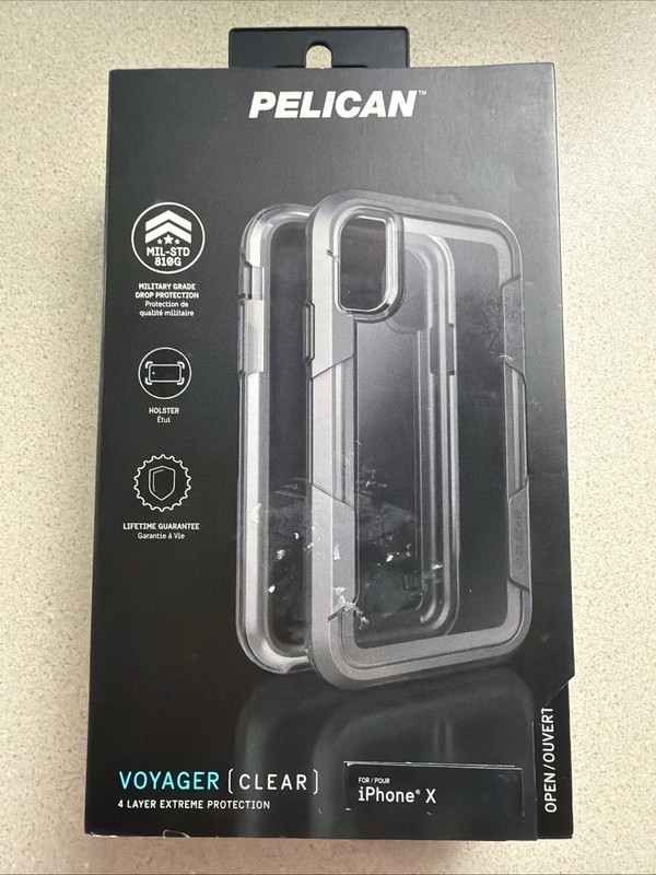 Pelican Voyager Case Apple iPhone X iPhone XS - w/ Holster Clip  Grey/Clear