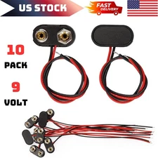 10 Pack (9 Volt) 9V Battery Connector Snap Clip Lead Holder T Type Clip Wire
