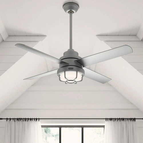 54" Hunter Searow Silver WeatherMax Wet Rated Fan with Wall Control - Picture 1 of 10