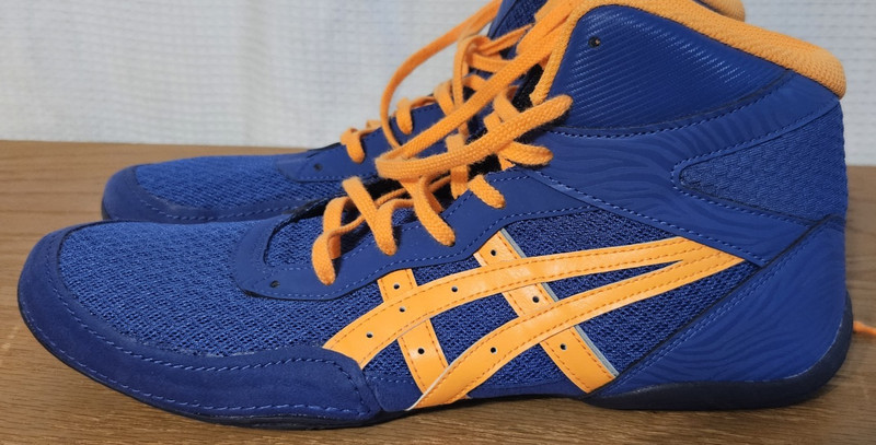 Asics Matflex 7 Wrestling Shoes - Dark Cobalt/Orange Pop, men's size 11