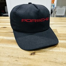Porsche Vintage Embroidered Logo K-Products Strapback Hat Black Made in USA