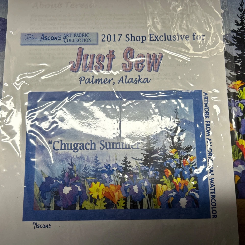 Panel de edredón “Chugach Summer” 100 % algodón orgánico 14 X 10 Palmer, Alaska Foto 2 de 3