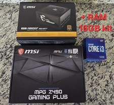 Combo: Motherboard, CPU, RAM, and PSU MSI Z490, i3 10100 CPU, 16GB DDR4 PSU