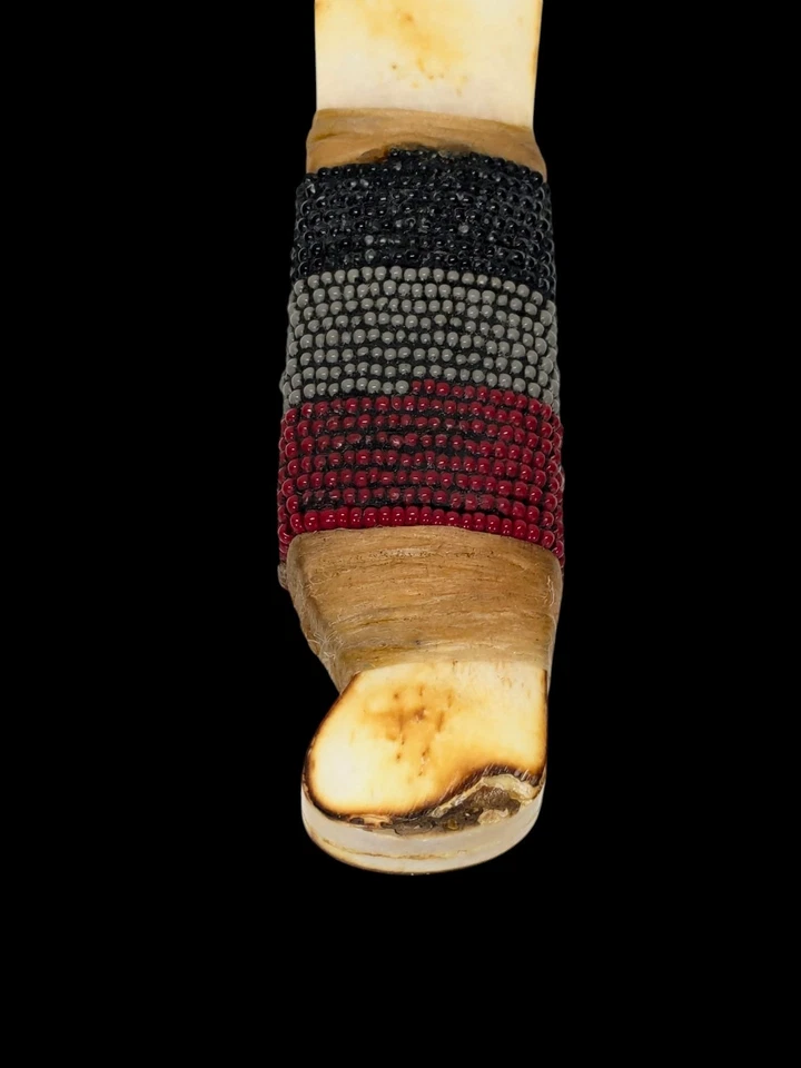 Cuchillo de hueso hecho a mano indio navajo nativo americano con funda de cuero para astas Foto 3 de 4