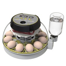 12-egg incubator, with egg candler and automatic egg turning function.