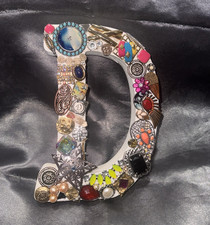 Handmade Decorative Wall Hanging Letter D with Mixed Media Embellishments