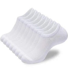  No Show Socks Mens 8 Pairs Low Cut Ankle Short Anti Slid 9-11 8 Pairs White