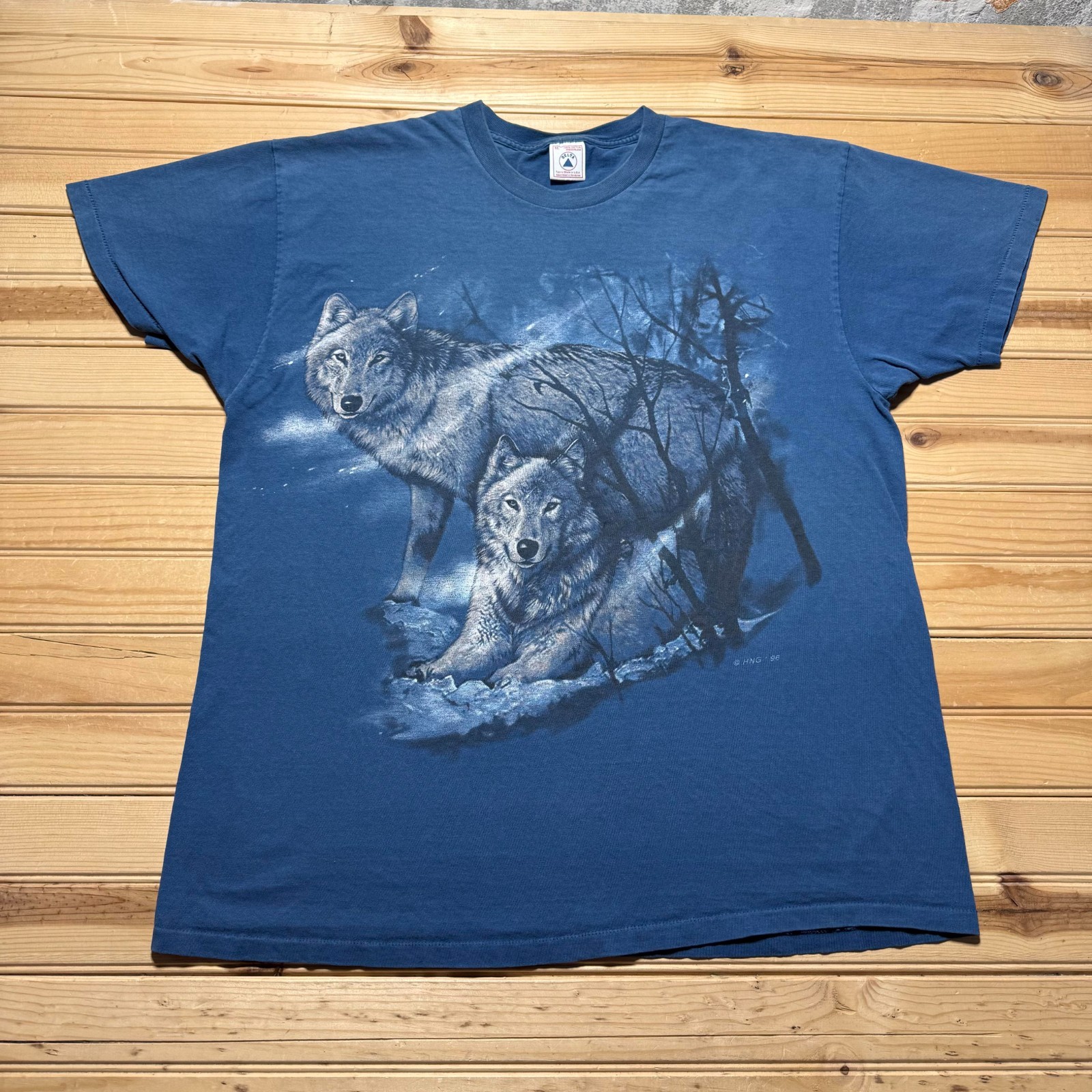 Vintage 1996 Delta Wolf Wildlife Nature Single Stitch Graphic T-Shirt USA XL