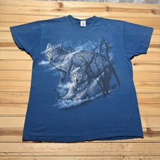 Vintage 1996 Delta Wolf Wildlife Nature Single Stitch Graphic T-Shirt USA XL