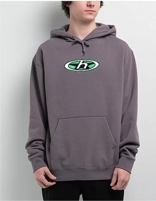 HUF Gamma Light Plum Hoodie Size Small Green Logo Hoodie