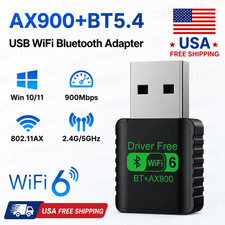 WiFi 6 USB Adapter AX900 Dual Band 2.4G/5GHz BT 5.4 Dongle for PC Win10/11.