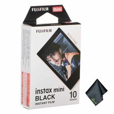 FUJIFILM INSTAX MINI Black Instant Film 10 Exposures , Microfiber Cleaning