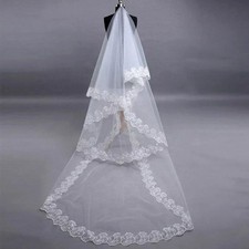 1 Tiers Ivory Headdress Wedding Bride Bridal Veil Veils 3M Meters Long Lace new
