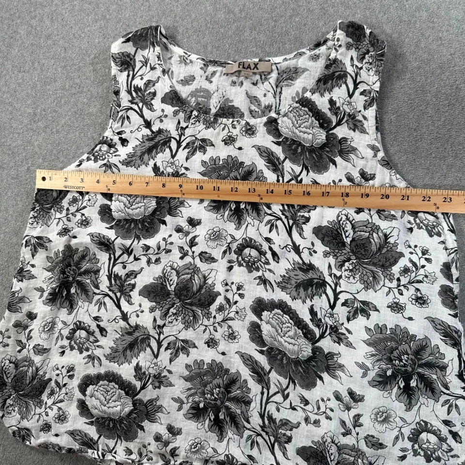 FLAX Linen Floral Tank Top Women's 1G / 18-20 Lightweight Laganlook - Image 3 of 4