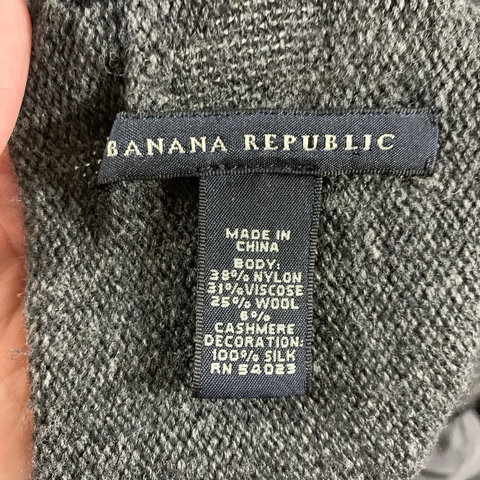 Banana Republic женщин кашемир смесь шелк оборки шарф серый прихотливый богемное - Изображение 4 из 4