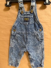 Vintage 90s OshKosh B Gosh Vestbak 6/9M Acid Stone Wash Cotton Overalls USA Made