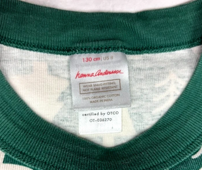 Зеленая рождественская елка Hanna Andersson размер 8 2 шт. пижамный набор из органического хлопка 130 - Изображение 2 из 4