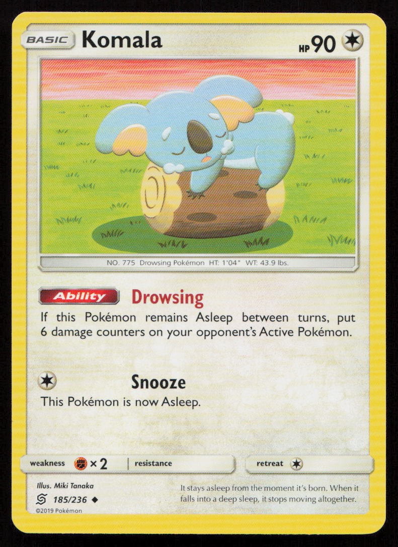 Komala 185/236 Uncommon Unified Minds Pokemon Lightly Played
