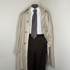 Mens Trench Coat 44R Beige XL 50" Overcoat Rain Jacket Removable Liner Amesbury