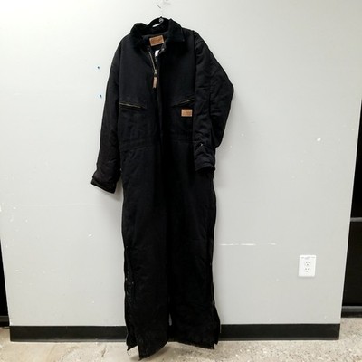 CE Schmidt Workwear Black Canvas Corduroy Collar Insulated Coveralls Sz L Tall